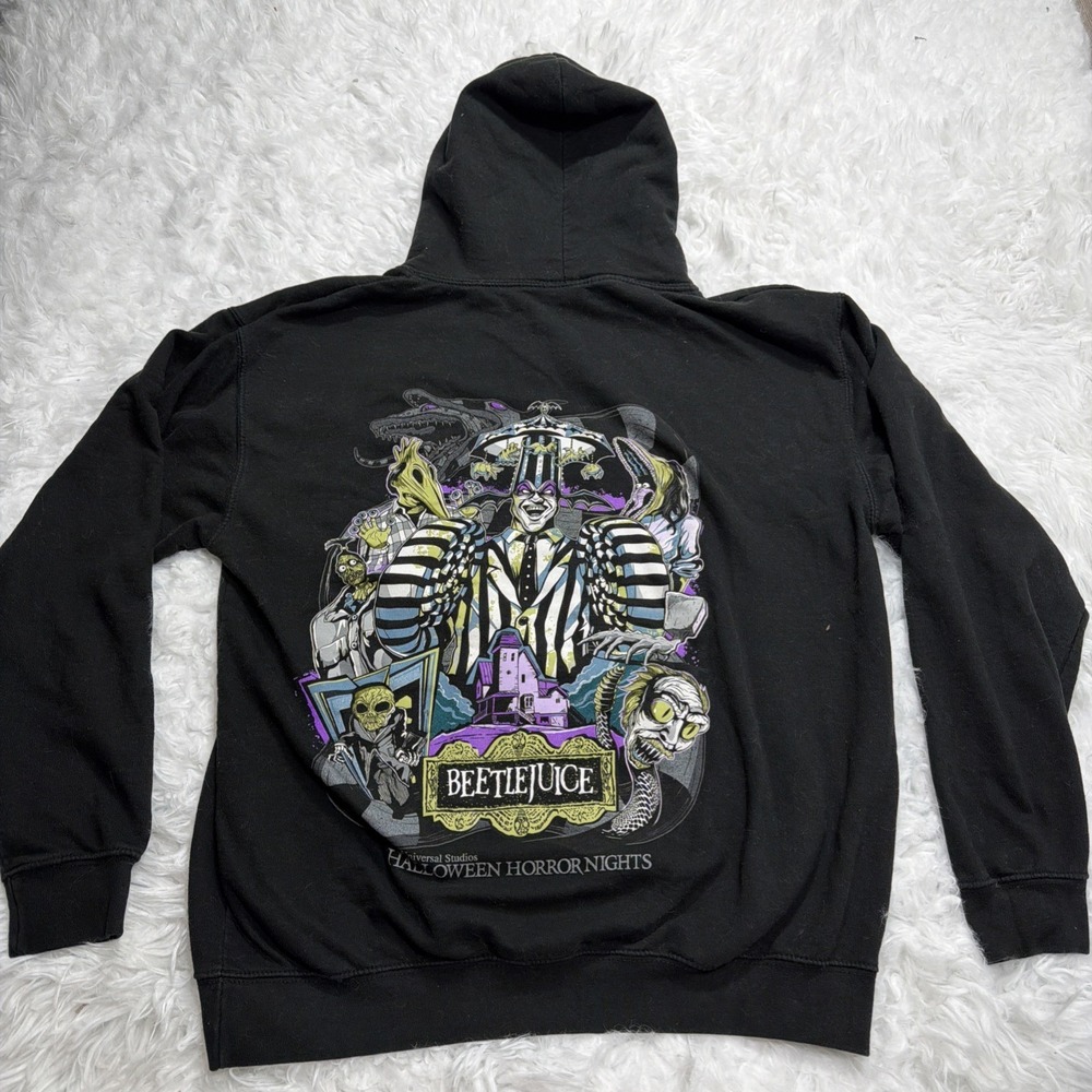 Universal Studios Hoodie Men's L Black Halloween Horror Nights Sweatshirt Rare!!
